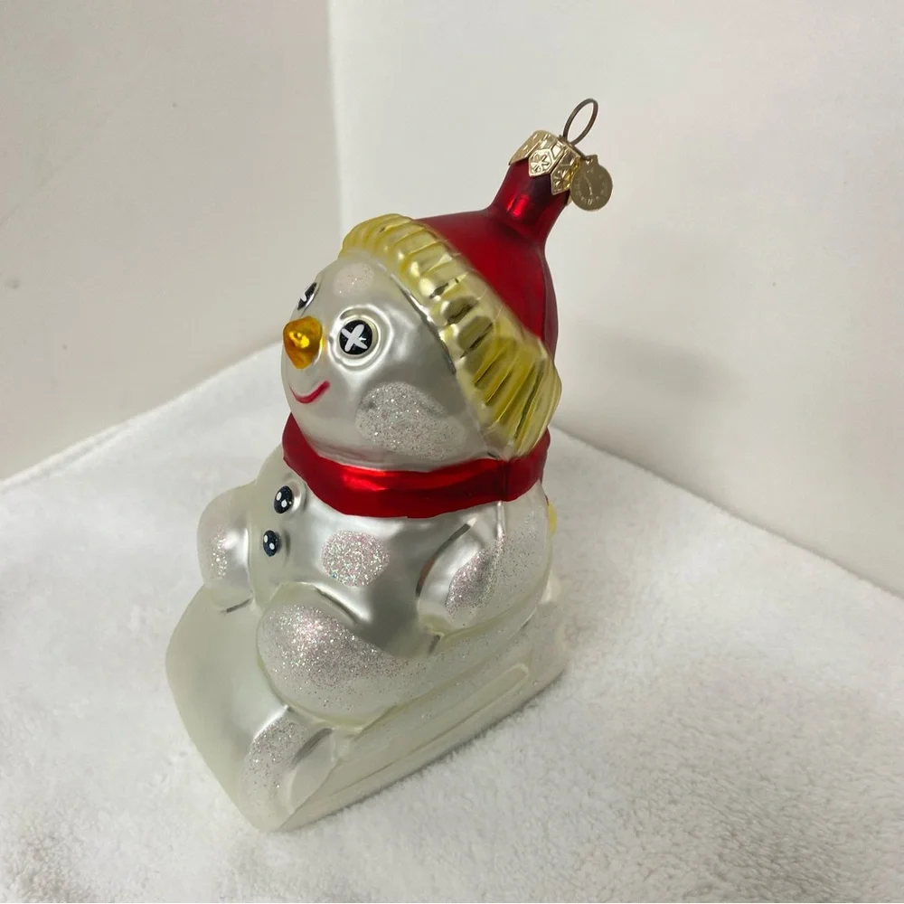 Department 56 Vintage Festive Snowman Sledding Christmas Ornament Whimsical